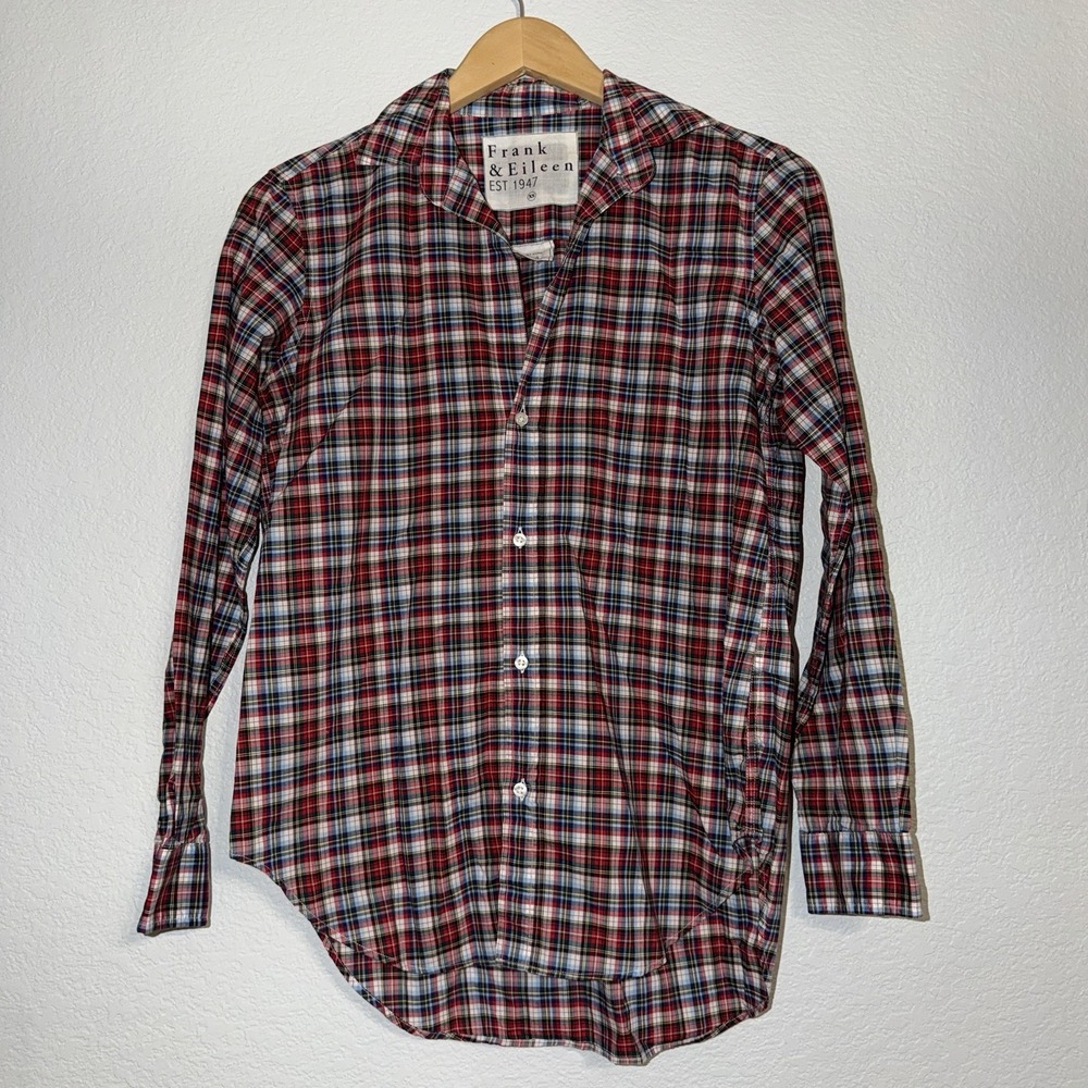 Frank & Eileen Barry Shirt Button Up Red Plaid Flannel Pocket Women's Size XS
